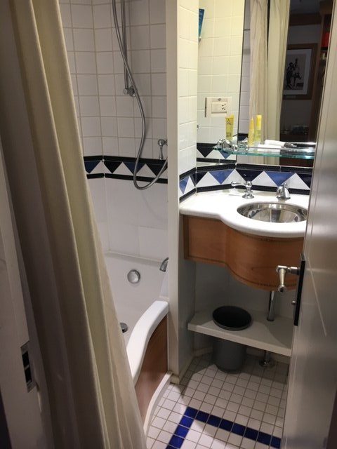 The shower half of a Split Bath onboard Disney Cruise Line