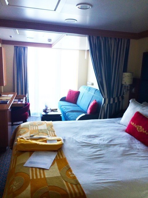 A verandah stateroom onboard Disney Cruise Line