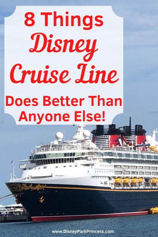 Disney Cruise Line is different in so many ways from other cruise lines. Learn the Top 8 Things that Makes Disney Cruise Line better than other cruise lines for a family vacation! #disneycruise #disneycruiseline #cruisingtips #travel #disneycruisetips