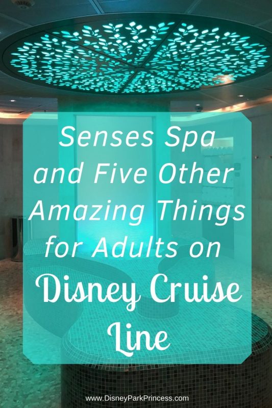 Disney Cruise Line is not just for kids! Learn our top 6 favorite things for adults ONLY on Disney Cruise Line! From the spa to a private beach on Castaway Cay, there is something for everyone. #disneycruise #disneycruiseline #sensesspa #disneycruiselineforadults 