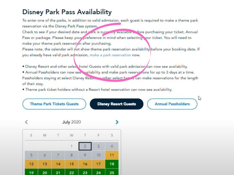 Park Pass My Disney Experience Make a Reservation on-site benefits